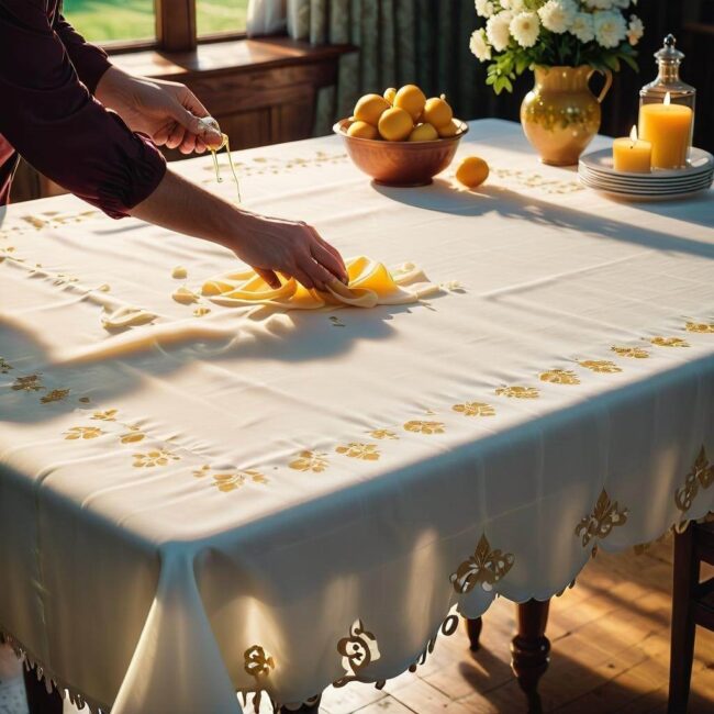 Co zrobić gdy obrus jest pobrudzony woskiem