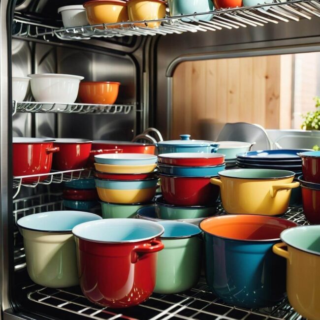 Czy emaliowane garnki można myć z innymi naczyniami