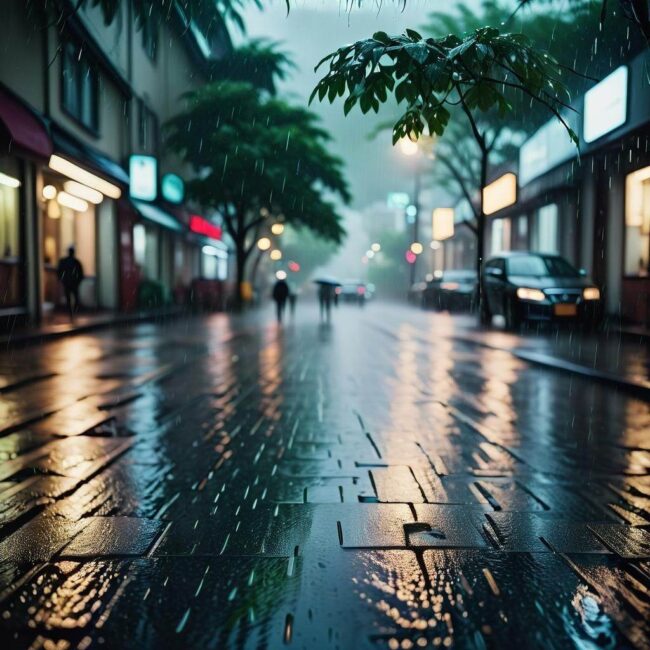 Sennik deszcz na ulicach