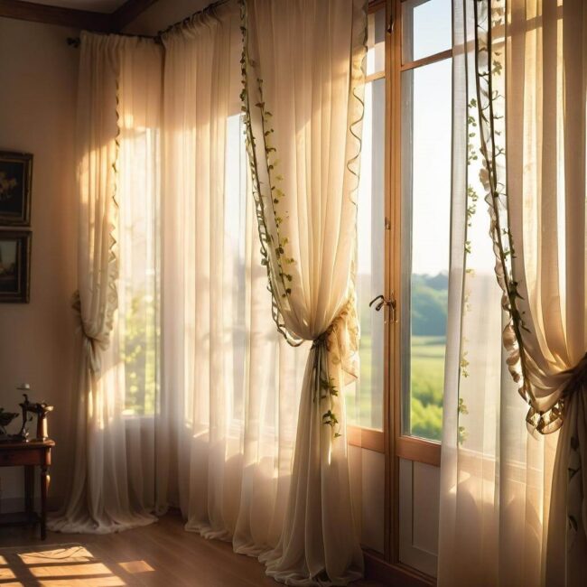 Woal w oknie trendy w upinaniu firanek