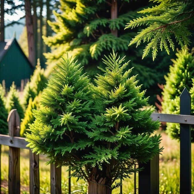 Zróżnicowane opcje roślinne przy ogrodzeniu